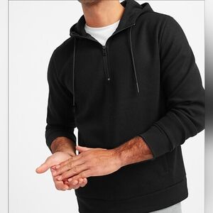 Men's Black Hoodie Shirt Hooded Sweater Express XL Quarter Zip